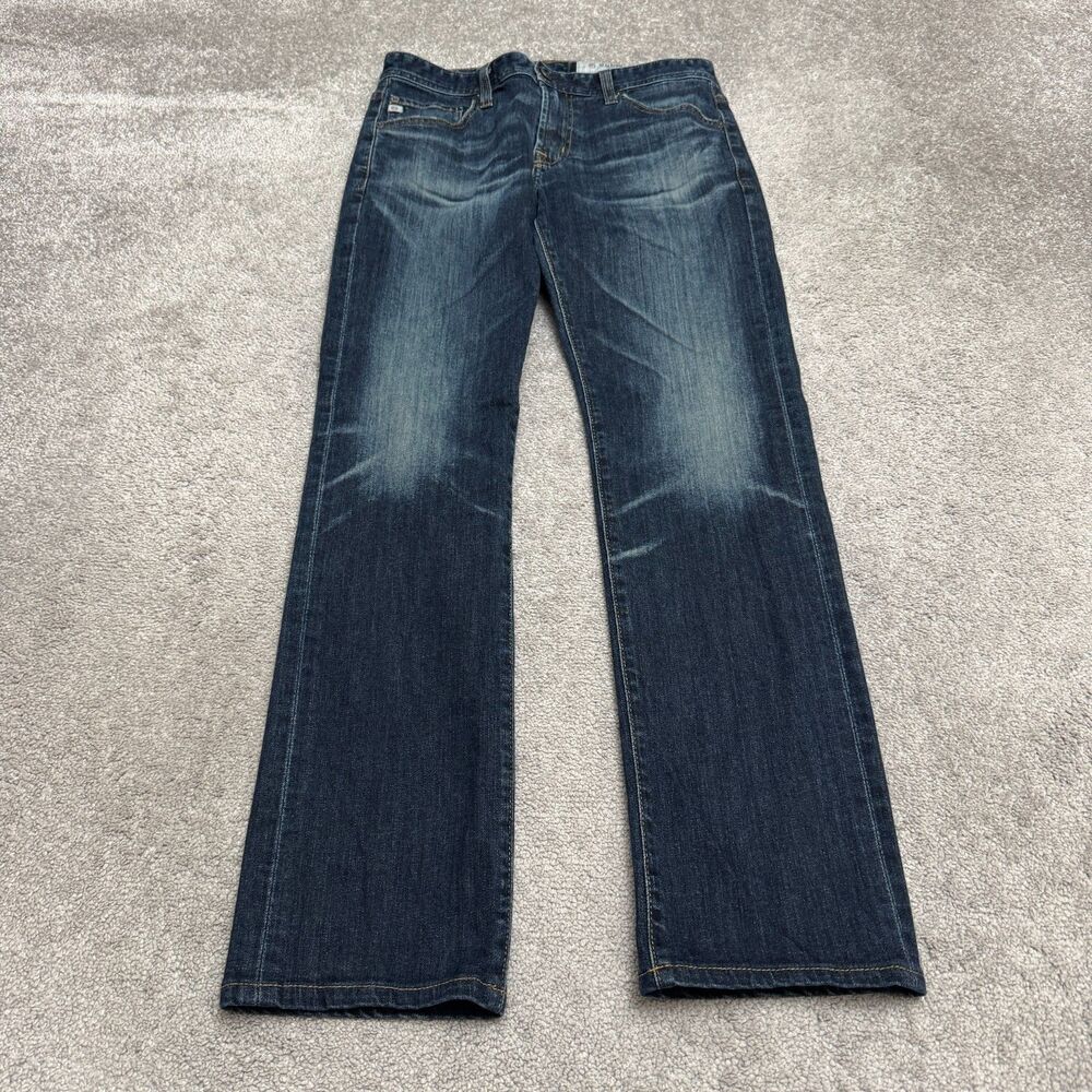 AG Adriano Goldschmied Matchbox Slim Straight Jeans Mens 30 Dark Wash Stretch